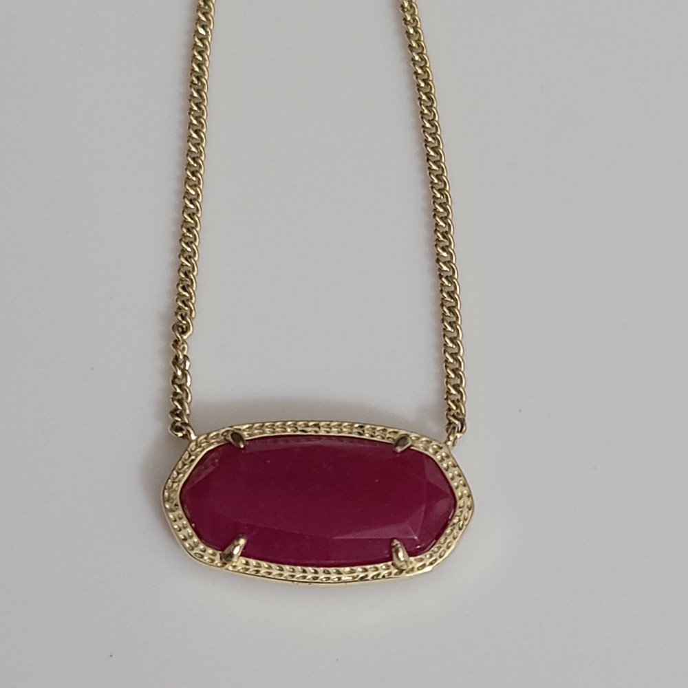 Kendra Scott RARE HTF Dylan Purple Jade Necklace Pendant Gold EUC vintage Estate